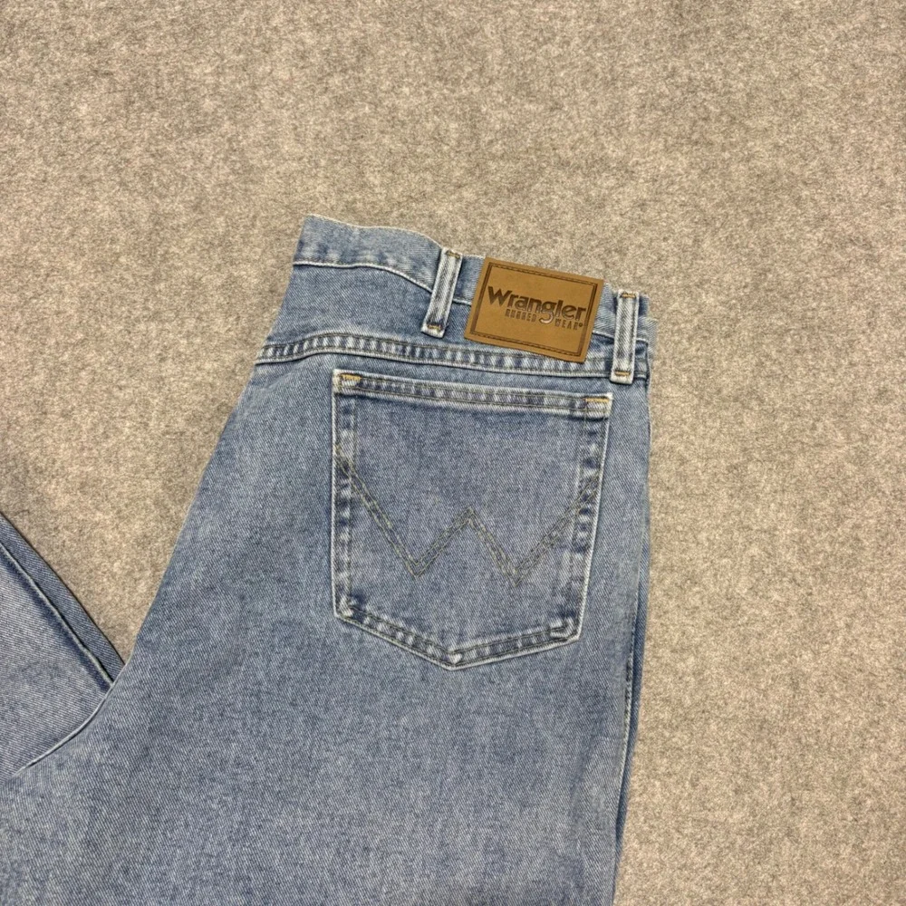 Wrangler Rugged Wear Mens Light Wash Straight Leg Denim Jeans 36x31